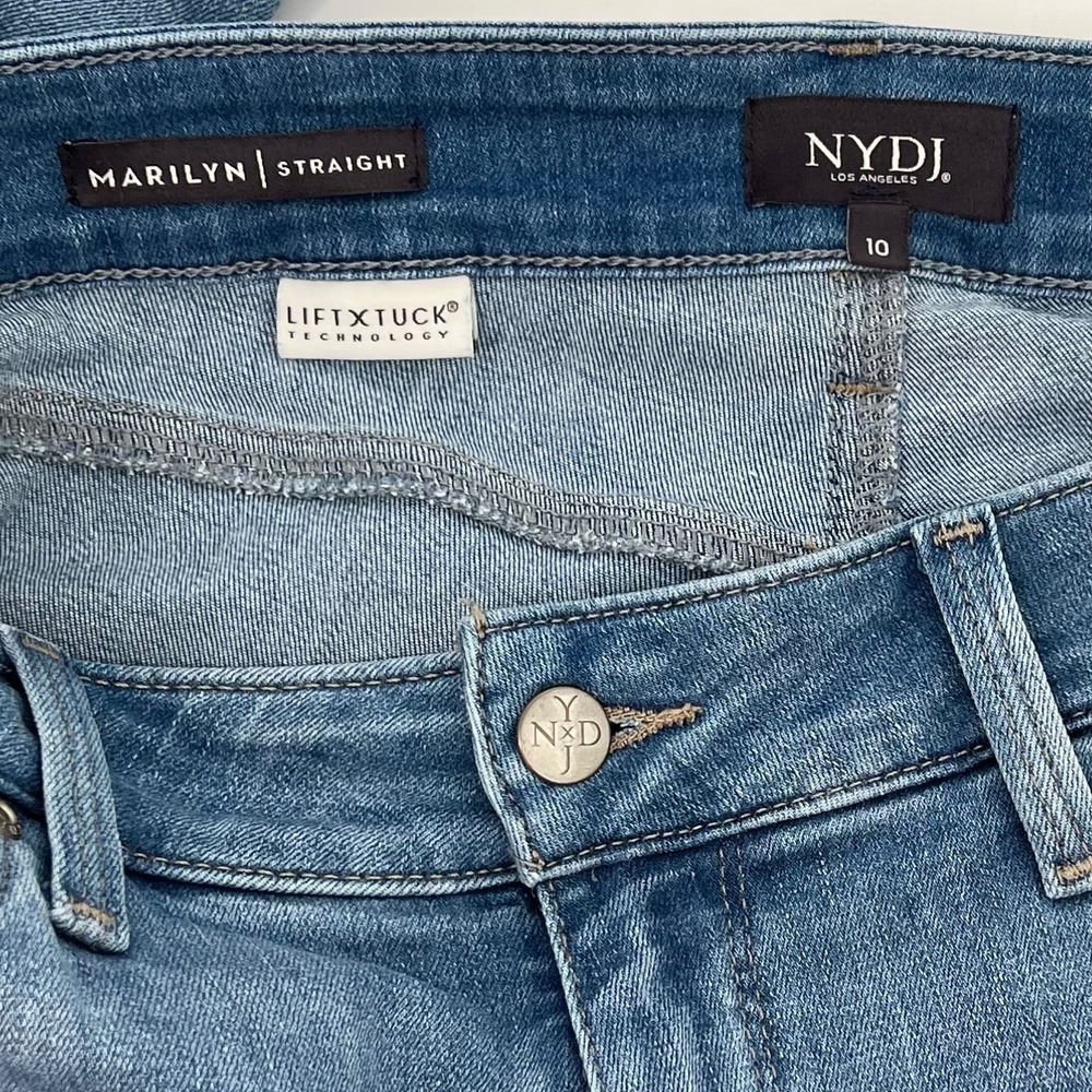NYDJ Womens Marilyn Straight Leg Mid Rise Jeans Size 10 Blue Lift Tuck Stretch - Picture 5 of 11